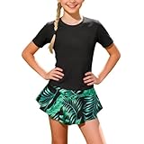 bikini teenager mädchen xs, Bikini Mädchen mit Hose Bequem 2-Teilig Tankini Bikinislip Strand Kinder Schwimmanzug Badeset Teenager Sommer Badebekleidung Badeanzug Sport Swimsuit, Schwarz, 10