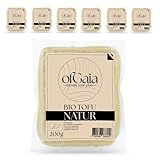Tofu ofGaia Organischer Naturtofu - 6x200g Packung - Hochproteinhaltiger Veganer Fleischersatz - Nicht-GVO, ÖKO, BIO - 3 Geschmacksrichtungen