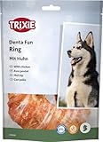 TRIXIE zuckerfreier und glutenfreier Hühnchen Kauring 'Denta Fun Chicken Chewing Ring, ø 10 cm, 110 g' - 31328
