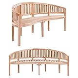 Ailgely Bananenbank, Sitzbank aus Teak-Holz, Gartenbank, aus Massivholz, für Garten & Balkon 200 cm