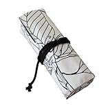 YISENJEE Stifterolle Federmäppchen Aus Reinem Baumwoll-Canvas Mit 48 Löchern Für Kunststifte Mit Stiftvorhangabdeckung Mit Großem Fassungsvermögen