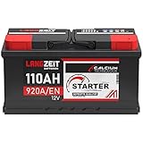 LANGZEIT Autobatterie 110AH 12V 920A/EN Starterbatterie +30% mehr Leistung ersetzt Batterie 100Ah 105Ah, kompatible mit PKW, lead acid