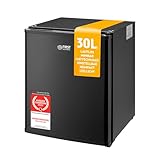 TZS First Austria - Mini Kühlschrank 30L komplett lautlos - Kleiner Minikühlschrank, wechselbarer Türanschlag & Innenbeleuchtung - Minibar für Camping, Büro, Schlafzimmer & Hotel - Mattschwarz
