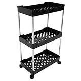 HOLIDYOYO Multifunktionaler Lagiger Aufbewahrungswagen mit Rädern Stabiler Rollwagen für Bad Küche und Büro Vielseitiger Organizer mit Großem Stauraum Mobiler Servierwagen für Kleine Räume