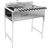 BBQ-Toro Stand Holzkohlegrill mit elektrischem Spiessdreher | Edelstahl Grill mit Drehspiess Gestell 11 Spiessen und Motor | mit Netzstecker und USB | Mangal Schaschlik | Grillspiess Drehspiess