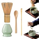 Japanische Matcha Whisk Set komplettes Tee -Kit mit Schneebesen, Halter, Scoop & Matcha Bowl, wiederverwendbare elegante Tee -Herstellungstools für die Zeremonie
