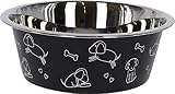Kerbl Pet Edelstahlnapf ca. 1800ml, schwarz mit Motiv