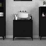Myheimly Waschbeckenunterschrank Eichen-Optik 58x33x60 cm,Schwarz