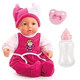 Funktionspuppe Hello Baby mit Geräuschen, bewegt den Mund, interaktive Puppe, Babypuppe, mit Zubehör, 46cm, rosa