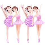 TOPPERFUN 4 Stück Ballerina Cupcake Topper Ballettmädchen Torten Deko für Geburtstagsfeiern und Tanzpartys Wiederverwendbare Tortendekoration