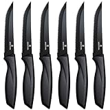 targzier Steakmesser 6-teiliges aus Edelstahl, Scharfes Steakmesserset mit Wellenschliff, Hochwertiges Steakbesteck Messerset,Scharfes Steak Messer Set, Küchen-Steakbesteck, Spülmaschinenfest