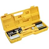 HSEAMALL 16T Hydraulische Presszange Crimpzange 8–300 mm² Kabelschuhzange Hydraulische Quetschzange für Kupfer-Aluminium Elektrische Kabelschuhe 13 Paar Matrizen