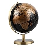 YARNOW Vintage Desktop-Globus mit drehbarem Ständer, eleganter europäischer Stil, antiker Globus, Ornament für Zuhause und Büro, Dekoration, Schwarz-Gold, Englische Kugel mit Bronze-Sockel