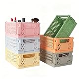6 Stück Klappboxen, Faltbare Aufbewahrungskörbe 25×16×10cm, Stapelbare Klappkisten, Aufbewahrungskorb für Küche, Bad, Büro, Kinderzimmer, Schublade,Schreibwaren, Medikamente, Kosmetik, Schmuck