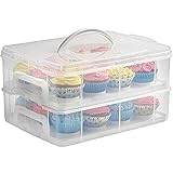 Wolfcut Stapelbare Muffinbox rechteckig aus Kunststoff, Muffin/Cupcake Transportbox, Muffin Box geeignet für 24 Muffins/Cupcakes max. Ø5,4 cm