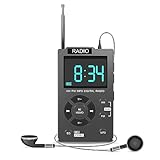 Desikixudy Tragbares Mini-Radio Pocket AM FM Digitalradio Stereo-Receiver Auto-Suchkanal TF-Karte MP3-Musik-Player Europäische einfach zu bedienen Grau