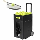 Automatischer Tennisballwerfer, Tragbare Feeder Maschine mit App & Fernbedienung, Einstellbare Geschwindigkeit & Spin, 50 Bälle Kapazität für Solo-Training