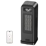FLANUR Energiesparender Heizlüfter, 1500W Tragbare Keramik Heizlüfter Leise, 12-Std-Timer Heizlüfter mit 70° Oszillierend, Überhitzungs-Kippschutz, Alexa & Google Assistant, Schwarz, 1 Pack+4 Modi