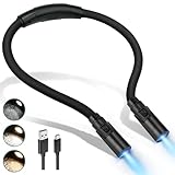 LUXJET Leselampe Hals, LED Leselampe Bett Aufladbare Buchlampe mit 3 Farben & Stufenlos Dimmbar für Lesen, Häkeln, Reparieren (Tragbare Halslampe)