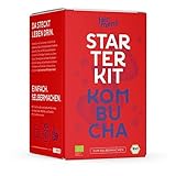 fairment Starterkit Kombucha - Das lebendige Getränk einfach selbermachen - Starter Set mit Bio Kombuch a Pilz (SCOBY), Glas, Zutaten, Zubehör und Rezepten - Kombucha Tee selbst machen