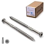 STRÜBER Terrassenschrauben mit Zier-Senkkopf und Torx-Antrieb (4,0 x 40 mm / 200 Stk. / TX-15) Edelstahl gehärtet C2 - Schaftfräser, Cutspitze - Dielenschrauben - S2-Bit inkl