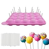 MytaYt 20 Cake Pop Silikonform Backform Silikon Cake Pop Silikon Form mit Stäbchen Silicon Pop Lollipop Form für Lollipop Cupcakes Süßigkeiten Gelee Schokolade Rosa