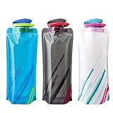 YoMaris Unisex Adult 700ML Faltbare Set von 3 mit CE, ROHS Zertifikate, Zusammenklappbare Flexible Wiederverwendbare Wasserflasche zum Wandern, Abenteuer, Reisen