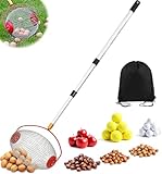 JACKANNA Apfelsammler Rollsammler, Nusssammler Obstpflücker mit Teleskopstiel, Obstsammler Rollsammler,Gardena Apfelsammler Walnuss Sammler für Haselnuss Eichelsammler Kirschen Golfbälle Tennisbälle