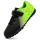 PiDaGlobal Kinder Fußballschuhe Jungen Mädchen Hallen Fußballschuhe Kunstrasen Kickschuhe Futsal Schuhe Fussballschuhe Indoor Outdoor Athletics Professionelle Trainingsschuhe 38EU Schwarz/Grün