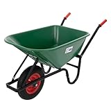 ECD Germany Schubkarre, 100 Liter PP-Mulde Grün, 150kg Tragkraft, Luftreifen mit Metallfelge, Gartenschubkarre Schiebkarre Garten Karre Bauschubkarre Arbeitskarre Scheibtruhe Transportkarre für Garten