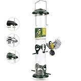 wildtier herz I Körner Vogelfutterspender 38cm – aus rostfreiem Metall, Vogel Futterstation, Futtersäule, Wildvögel Futtersilo, Grün