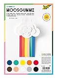 folia 231009 - Moosgummi, 2 mm, ca. 20 x 29 cm, 10 Bögen, sortiert in 10 Farben - ideal für vielseitige Bastelarbeiten