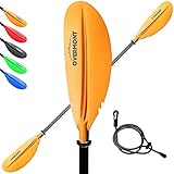 OVERMONT Paddel Aluminium Doppelpaddel SUP Paddel 222cm mit verstellbaren Paddel-Blätter für Kanusport Kajakfahren Kanadier Boot Ruderboot Schwarz/Rot/Orange