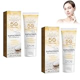 2 Stück Sonnenschutzmilch mit LSF 50+, Feuchtigkeitsspendende Sonnencreme Mit Reis-Extrakt, Sonnenschutz-Milch, Sunscreen, Sehr Leichte und Rückstandslose Sonnencreme