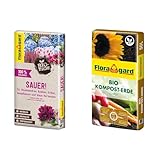 Floragard Bio-Erde Sauer 1x40 Liter & Bio Kompost-Erde 50 Liter – Pflanzerde für Blumen, Gemüse und Gehölze – mit Bio-Dünger - Gartenerde