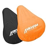 Arkham 2 Stück Sattelbezug Wasserdicht Fahrrad, Fahrradsattelbezug überzug für Rennradsättel Mountainbike, Sattelbezüge Regenschutz (Schwarz & Orange)