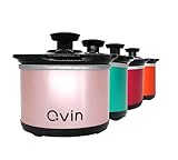 Mini runder Slow Cooker, 0,65 Liter, Fondue Schmelztopf mit Keramikgitter, spülmaschinenfest, Glasdeckel, Edelstahl, Sakura-Rosa