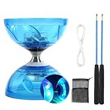 Rppiup Diabolo Freiläufer mit kugellager Dreifache Lagerung Set, 4,5mm Diabolo Leuchtend im Dunkeln Freizeitsport Jonglierspielzeug mit Handstäben für Erwachsene