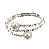 Beaupretty Damen Armband mit Doppellagigen Strassperlen Offenes Silberarmband Elegant Modisches Schmuckstück für Hochzeit Party und Alltag Stilvolles Langlebiges Accessoire