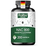 Raibu NAC 800 Kapseln hochdosiert (200 Kapseln x 800mg) I NAC Acetyl L-Cystein in bester Qualität ohne Zusätze in Deutschland produziert