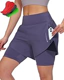 Sportneer Radlerhose Damen Gepolstert mit Tasche MTB Radlerhose Damen Gepolsterte Radhose Damen Radlerhose Mountainbike Radsport Sport Radfahren Outdoor