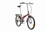 Multibrand PROBIKE Folding 20 Zoll Klapprad, Faltrad, Shimano 6 Gang, Herren-Fahrrad & Jungen-Fahrrad, Schutzbleche, geeignet ab 155 cm - 185 cm (Rot-Weiss)