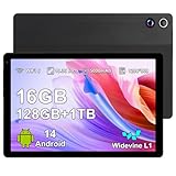 Freeski Tablet 10 Zoll Android 14 Octa-Core (2025), Tablet 10.36 Zoll mit Widevine L1, 16GB RAM 128GB ROM 1TB TF, 5G WiFi 6, Bluetooth 5.0, 1280x800 IPS, 5000mAh, 5MP+8MP, Tablet PC, Schwarz