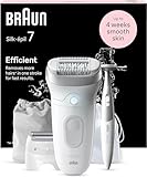 Braun Silk-épil 7, Epilierer Damen / Haarentferner für langanhaltende Haarentfernung, inkl. Bikinitrimmer (Haartrimmer Intimbereich), 7-241, Weiß/Silber