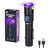 DARKBEAM UV Taschenlampe Schwarzlicht LED 395NM, Ultraviolett Taschenlampen, Holz Lampe, Wiederaufladbare USB-C Fokussierbar Wasserfest für Erkennung von Skorpionen und UV-Harzlicht