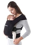 Ergobaby Babytrage für Neugeborene ab Geburt Extra Weich, Embrace Bauchtrage Baby-Tragetasche Ergonomisch (Pure Black)