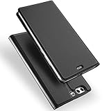 Verco Handyhülle für P10, Premium Handy Flip Cover für Huawei P10 Hülle [integr. Magnet] Book Case PU Leder Tasche, Schwarz