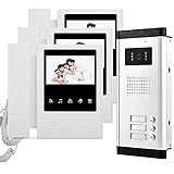 uoweky 10,9 cm (4,3 Zoll) Video Türsprechanlage Verkabeltes Video Türsprechsystem 700TVL IR Nachtsichtkamera + 3 Innenmonitor für Haus/Wohnungen