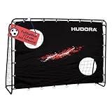 HUDORA Fußballtor Trainer mit Torwand I Robustes Outdoor-Tor für Kinder & Erwachsene I Tormauer mit Zwei verstärkten Schusslöchern I wetterfestes Tor für Training & Freizeit - Standard-Edition