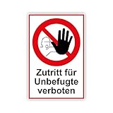 Zutritt für Unbefugte verboten Schild 20 x 30 cm aus stabiler PVC Hartschaumplatte 3mm mit UV-Schutz von STROBO